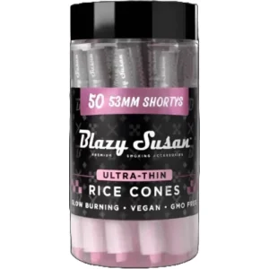 Blazy Susan Ultra-Thin Rice Paper Cones | 53mm Shorties | 50ct Reusable Jar
