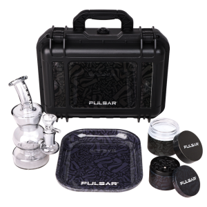 Pulsar Bent Neck Water Pipe Smoker's Hard Case Travel Set | Basic Black | 5.75" | 14mm F