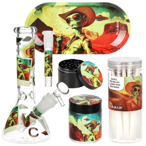 Pulsar Design Series Beaker Water Pipe V2 Smoker's Kit | Cowboy Alien | 7.75"